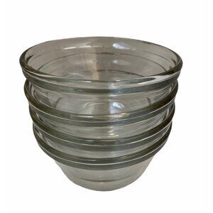 ANCHOR HOCKING 4 Custard Ramekin Dessert Cups Dish 8 oz Clear Glass USA Set